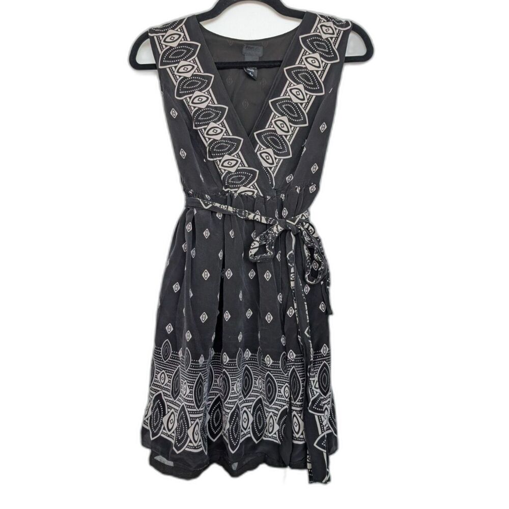 Anna Sui for Target Silk Boho Babydoll Faux Wrap Sleeveless Mini Dress Sz S